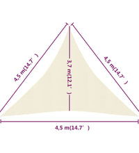 Sonnensegel 160 g/m² Creme 4,5x4,5x4,5 m HDPE