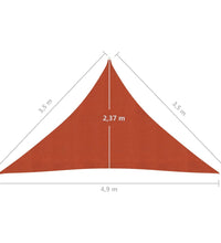 Sonnensegel 160 g/m² Terrakottarot 3,5x3,5x4,9 m HDPE