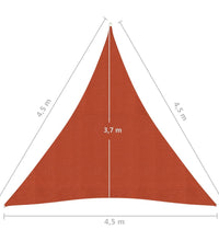 Sonnensegel 160 g/m² Terrakottarot 4,5x4,5x4,5 m HDPE