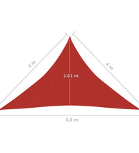 Sonnensegel 160 g/m² Rot 4x4x5,8 m HDPE