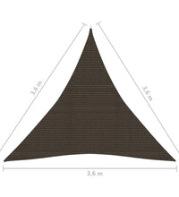 Sonnensegel 160 g/m² Braun 3,6x3,6x3,6 m HDPE