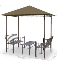 Gartenpavillon mit Tisch und Bänken 2,5x1,5x2,4 m Taupe 180 g/m²