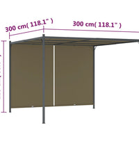 Gartenpergola mit Ausziehbarem Dach 3x3 m Taupe 180 g/m²