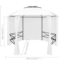 Gartenzelt mit Vorhängen 360x312x265 cm Weiß 180 g/m²