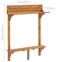 Balkon-Stehtisch 90x37x122,5 cm Massivholz Akazie