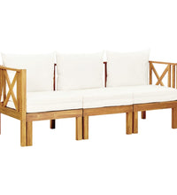 3-Sitzer-Gartenbank mit Kissen 179 cm Massivholz Akazie