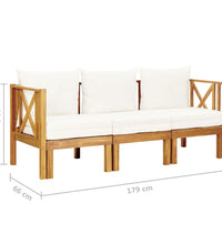 3-Sitzer-Gartenbank mit Kissen 179 cm Massivholz Akazie