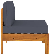 Mittelsofas 2 Stk. mit Dunkelgrauen Kissen Massivholz Akazie