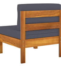 Mittelsofas 2 Stk. mit Dunkelgrauen Kissen Massivholz Akazie