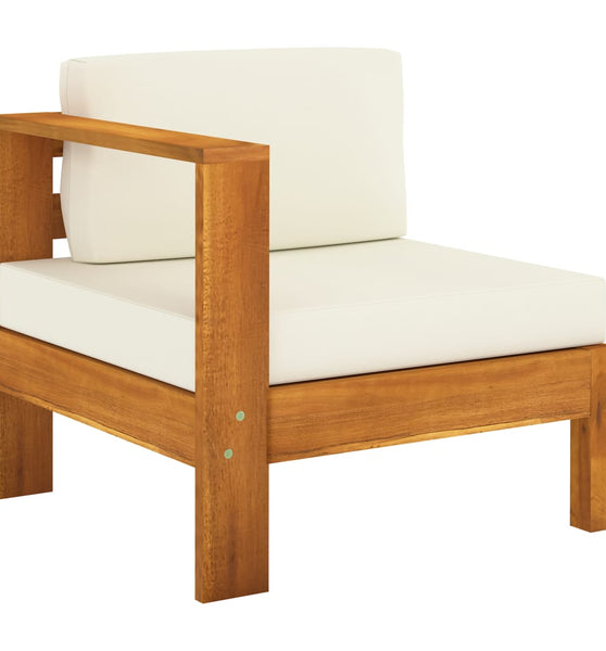 Mittelsofa mit 1 Armlehne Cremeweiß Massivholz Akazie