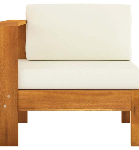 Mittelsofa mit 1 Armlehne Cremeweiß Massivholz Akazie