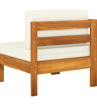 Mittelsofa mit 1 Armlehne Cremeweiß Massivholz Akazie