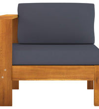 Mittelsofa mit 1 Armlehne Dunkelgrau Massivholz Akazie