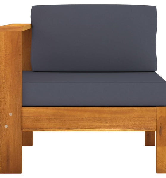 Mittelsofa mit 1 Armlehne Dunkelgrau Massivholz Akazie