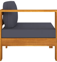 Mittelsofa mit 1 Armlehne Dunkelgrau Massivholz Akazie