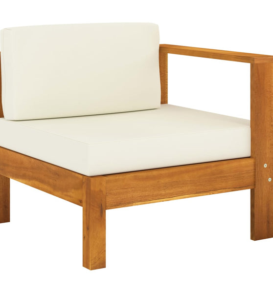 Mittelsofa mit 1 Armlehne Cremeweiß Massivholz Akazie