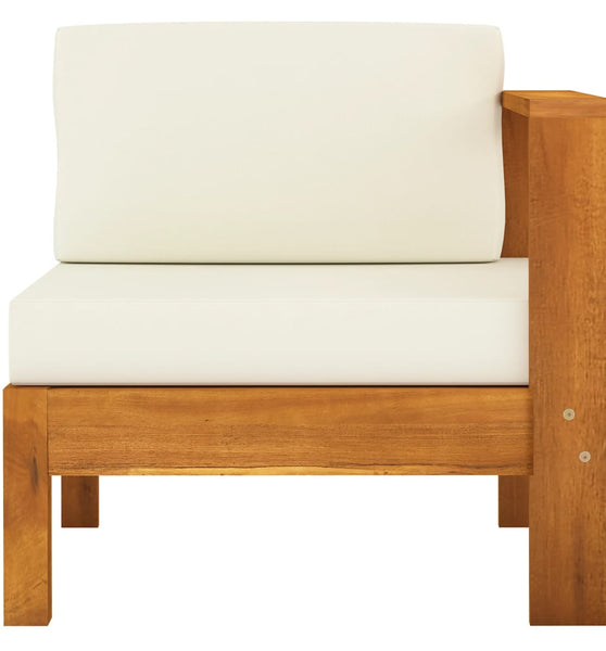 Mittelsofa mit 1 Armlehne Cremeweiß Massivholz Akazie
