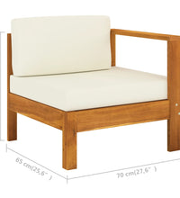 Mittelsofa mit 1 Armlehne Cremeweiß Massivholz Akazie