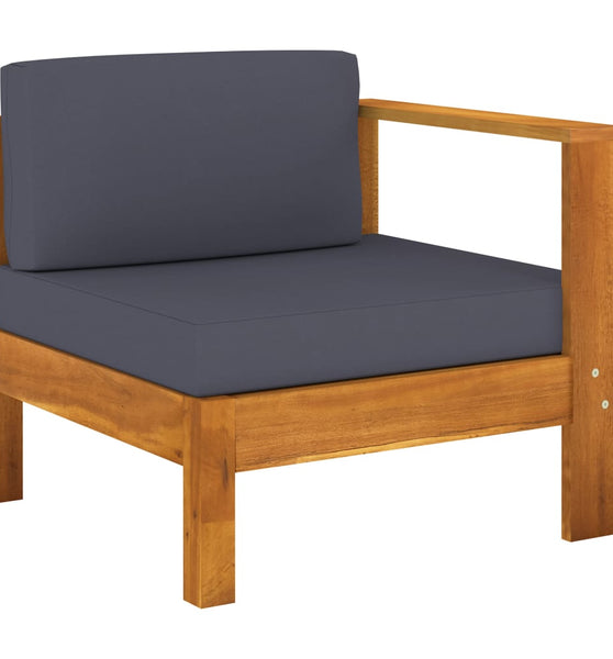 Mittelsofa mit 1 Armlehne Dunkelgrau Massivholz Akazie
