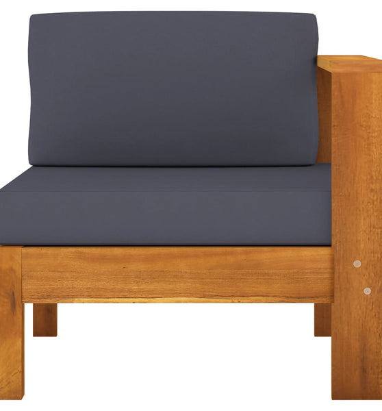 Mittelsofa mit 1 Armlehne Dunkelgrau Massivholz Akazie