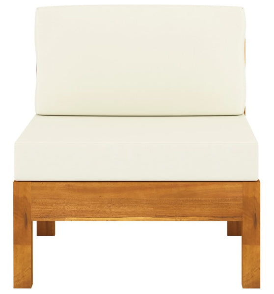 Mittelsofa mit Cremeweißen Kissen Massivholz Akazie