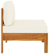 Mittelsofa mit Cremeweißen Kissen Massivholz Akazie