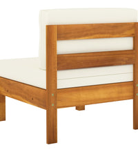 Mittelsofa mit Cremeweißen Kissen Massivholz Akazie
