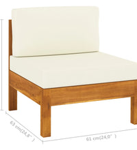Mittelsofa mit Cremeweißen Kissen Massivholz Akazie