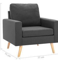 2-tlg. Sofagarnitur Stoff Dunkelgrau