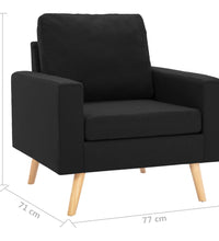 2-tlg. Sofagarnitur Stoff Schwarz