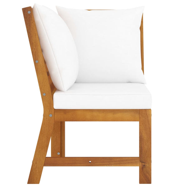 Modular-Ecksofa mit Cremeweißen Kissen Akazie Massivholz