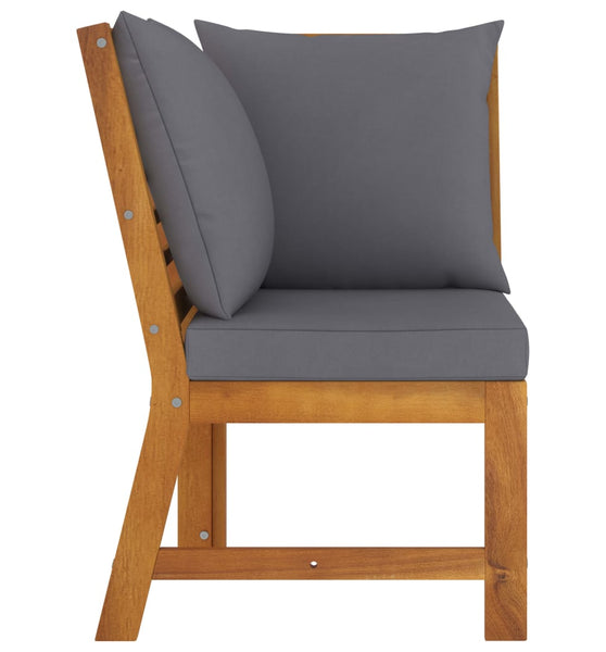 Modular-Sofa-Eckteil mit Dunkelgrauen Kissen Massivholz Akazie