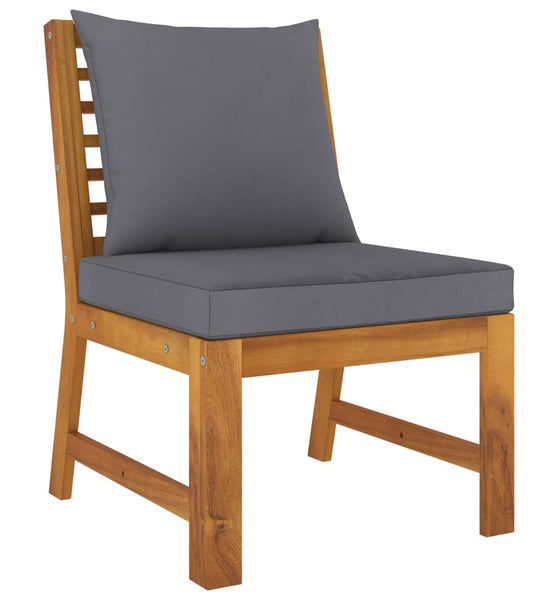 Modular-Mittelsofa mit Dunkelgrauen Kissen Akazie Massivholz