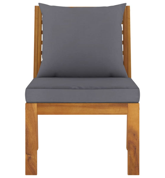 Modular-Mittelsofa mit Dunkelgrauen Kissen Akazie Massivholz