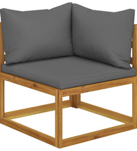 2-tlg. Sofa-Set mit dunkelgrauen Kissen Akazie Massivholz
