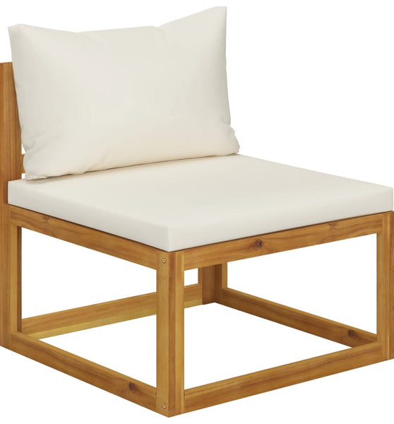 2-tlg. Sofa-Set mit cremeweißen Kissen Akazie Massivholz