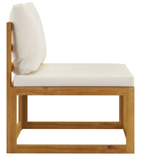 2-tlg. Sofa-Set mit cremeweißen Kissen Akazie Massivholz
