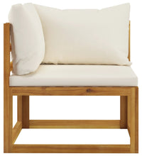 2-tlg. Sofa-Set mit cremeweißen Kissen Akazie Massivholz