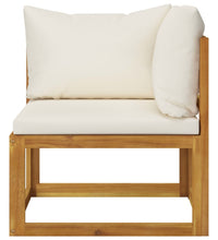 2-tlg. Sofa-Set mit cremeweißen Kissen Akazie Massivholz