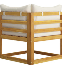 2-tlg. Sofa-Set mit cremeweißen Kissen Akazie Massivholz