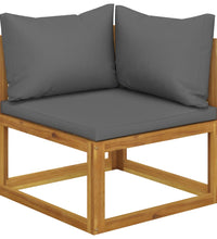 Modular-Ecksofa mit Dunkelgrauen Kissen Akazie Massivholz