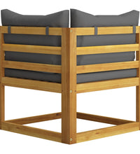Modular-Ecksofa mit Dunkelgrauen Kissen Akazie Massivholz
