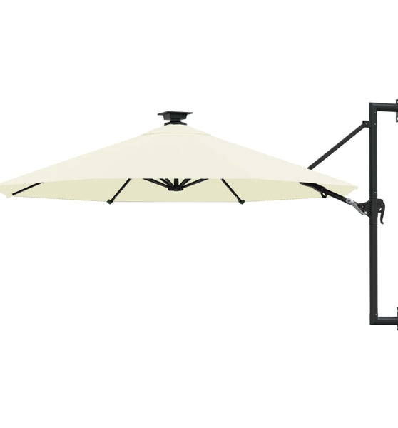 Sonnenschirm zur Wandmontage mit LEDs 300 cm Sandweiß