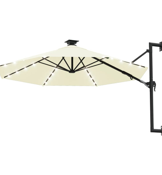 Sonnenschirm zur Wandmontage mit LEDs 300 cm Sandweiß