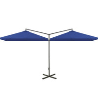 Doppel-Sonnenschirm mit Stahl-Mast 600x300 cm Azurblau