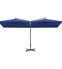 Doppel-Sonnenschirm mit Stahl-Mast 600x300 cm Azurblau