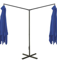 Doppel-Sonnenschirm mit Stahl-Mast 600x300 cm Azurblau