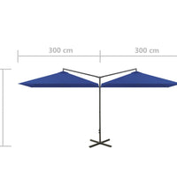 Doppel-Sonnenschirm mit Stahl-Mast 600x300 cm Azurblau