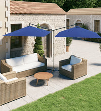 Doppel-Sonnenschirm mit Stahl-Mast 600x300 cm Azurblau