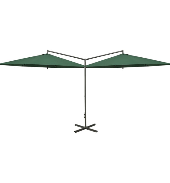 Doppel-Sonnenschirm mit Stahlmast Grün 600 cm